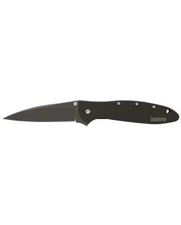 Kershaw 1660CKT Leek3" Folding Modified Drop Point Plain Black DLC 14C28N Steel Blade Black DLC 410 Stainless Steel Handle Includes Pocket Clip
