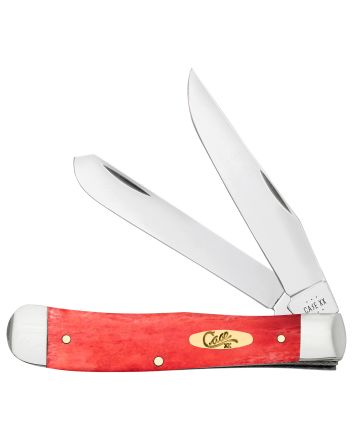 Case 10760 Dark Red Bone Trapper Folding Clip Point/Spey Plain Mirror Polished Tru-Sharp SS Blade/Smooth Dark Red/Pinched Bolsters Bone/SS Handle