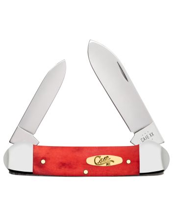 Case 10765 CanoeFolding Pen/Spear Plain Mirror Polished Tru-Sharp SS Blade, Smooth Red Bone/SS Handle