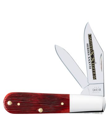 Case 12214 Barlow Limited Edition XXXVII Folding Clip Point/Pen Plain Mirror Polished w/Engraving Tru-Sharp SS Blade, Jigged Old Red Bone/SS Handle