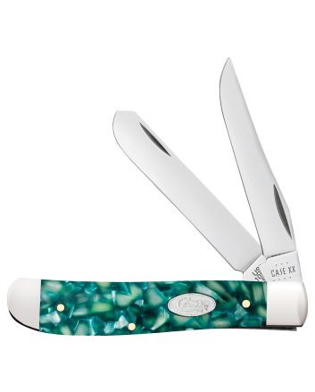 Case 71381 SparXX Trapper Mini Folding Clip Point/Spey Plain Mirror Polished Tru-Sharp SS Blade/Green Kirinite Handle
