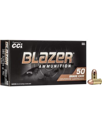 CCI 5202 Blazer Brass Handgun 380ACP 95gr Full Metal Jacket 50 Per Box/20 Case
