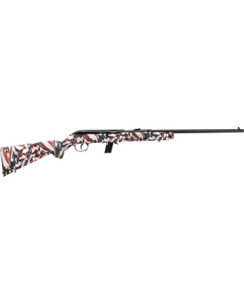 Savage Arms 40222 64 F Full Size 22 LR 10+1 21" Matte Black Carbon Steel Barrel, Matte Black Grooved Carbon Steel Receiver, American Flag Fixed Synthetic Stock, Right Hand