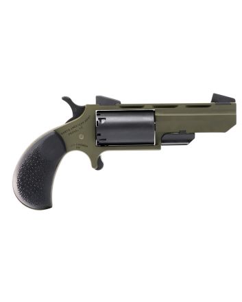 North American Arms TGHM Huntsman22 Mag 5 Shot 2", OD Green Frame/Barrel, Black Cylinder, Camo Grips, Fixed Marble Arms Sights, Includes Black Leather Holster