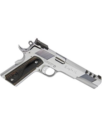 Iver Johnson Arms EAGLEXLC45 Eagle XL Deluxe 45 ACP 6" Steel Ported Barrel/ Bright Polish Chrome Serrated w/Ports Slide &amp; Steel Frame w/Beavertail Diamondwood Walnut w/Integrated Logo Grips Right Hand