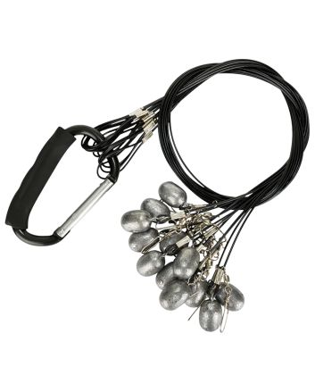 Drake Waterfowl DA9000036004 Texas Rig Package Set 36" Black Coated Steel Wire, 4 oz Lead Weight, Metal Cable Crimps, Includes Carabiner (12 Pack)