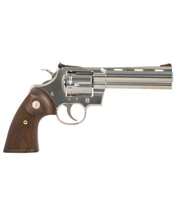 Colt Mfg PYTHONSP5WTS Python357 Mag/38 Special 6 Shot 5" Stainless Recessed Target/Vent Rib Barrel, Stainless Cylinder &amp; Frame, Walnut w/Colt Medallion Grip