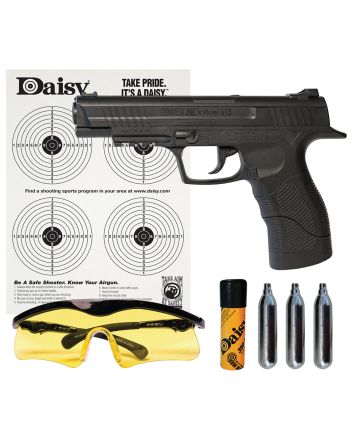 Daisy 985415242 415 Powerline Kit CO2 177 BB 21+1 495 fps, Black Polymer Frame with Pic. Rail, Fiber Optic Sight, Includes Ammo/Target/Glasses/CO2 Cartridges