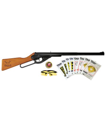 Daisy 994105403 Buck Shooting Kit Spring Piston 177 BB 400rd Shot 350 fps, Black Barrel/Rec, Stained Hardwood Furniture, Includes Glasses/Premium Ammo/Targets