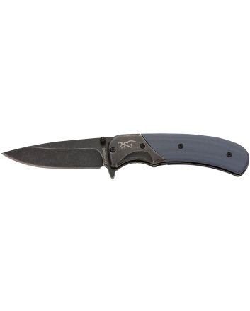 Browning 3220365 The RangeEDC Compact 2.75" Folding Drop Point, Plain Black Oxide Stonewashed 7Cr17MoV SS Blade, Black/Blue Aluminum/G10 Handle