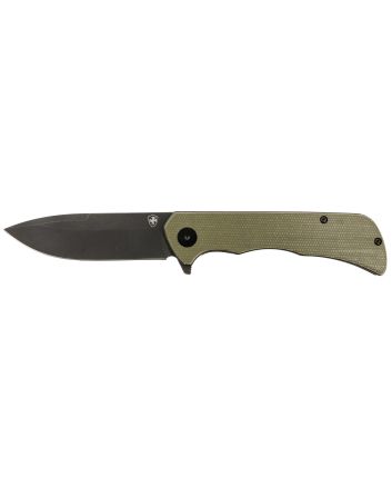 Templar Knife PFMGN321 Paladin3.27" Folding Drop Point Plain Black Powder Coated D2 Steel Blade, 4.40" Green Micarta Handle