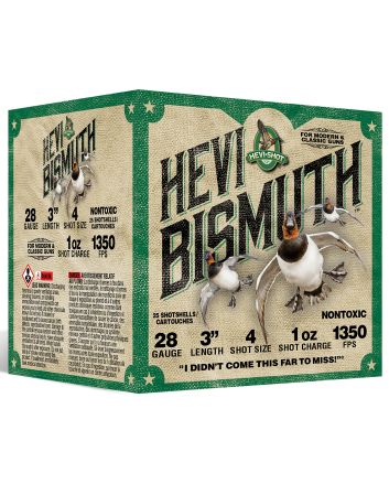 HEVI-Shot HS18434 HEVI-Bismuth Waterfowl 28Gauge 3" 1oz 4Shot 25 Per Box/10 Case