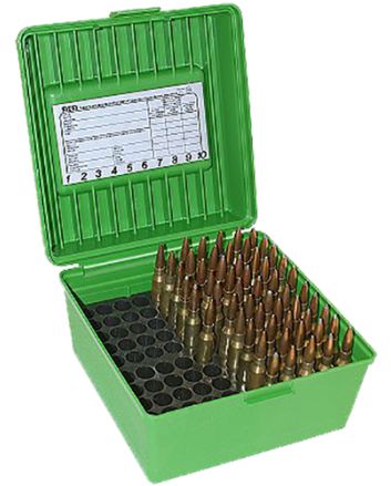 MTM Case-Gard R100MAG10 Deluxe Ammo Box Round Handle Multi Caliber Rifle Green Polypropylene 100rd