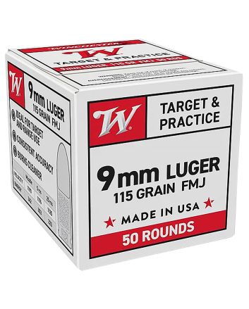 Winchester Ammo W9MM50 9mmLuger 115gr Full Metal Jacket 50 Per Box/20 Case