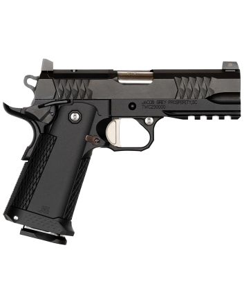 JACOB GREY FIREARMS TWC9425 TWC99mm Luger 17+1 4.25" Stainless Bull Barrel, Black Optic Ready/Serrated Steel Slide, Black Aluminum Frame w/Beavertail &amp; Picatinny Rail