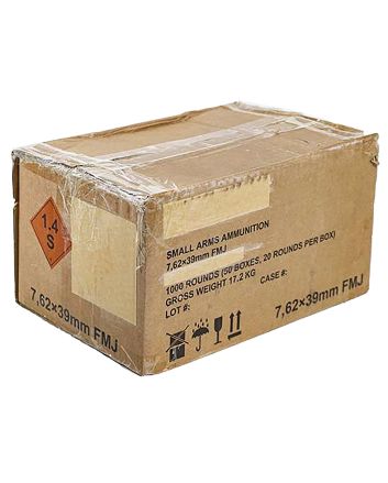 Century Arms AM3387 7.62x39mm 123 gr Full Metal Jacket 1000rd Case Only