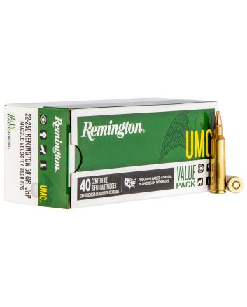 Remington Ammunition 23783 UMC Value Pack 22-250Rem 50gr Jacketed Hollow Point 40 Per Box/10 Case