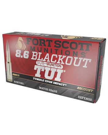 Fort Scott Munitions 86BLK285SCV2SS Tumble Upon Impact (TUI)8.6Blackout 285gr Solid Copper Spun 20 Per Box/10 Case