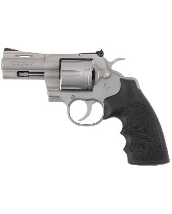 Colt Mfg PYTHONSM3RTS Python357 Mag/38 Special 6 Shot 3" Matte Stainless Steel Recessed Target Vent Rib Barrel, Cylinder &amp; Frame, Black Rubber Grip, Exposed Hammer