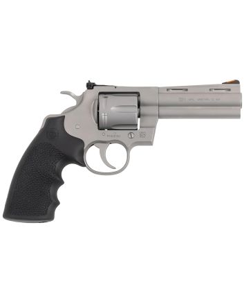 Colt Mfg PYTHONSM4RTS Python357 Mag/38 Special 6 Shot, 4.25" Matte Stainless Steel Recessed Target Vent Rib Barrel, Cylinder &amp; Frame, Black Rubber Grip, Exposed Hammer