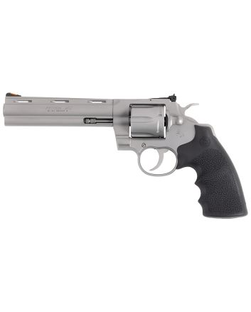 Colt Mfg PYTHONSM6RTS Python357 Mag/38 Special 6 Shot, 4.25" Matte Stainless Steel Vent Rib Barrel, Cylinder &amp; Frame, Black Rubber Grip, Exposed Hammer