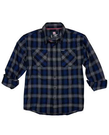 Hornady Gear 32204 Flannel ShirtXL Navy/Black/Gray,Cotton/Polyester, Relaxed Fit Button Up