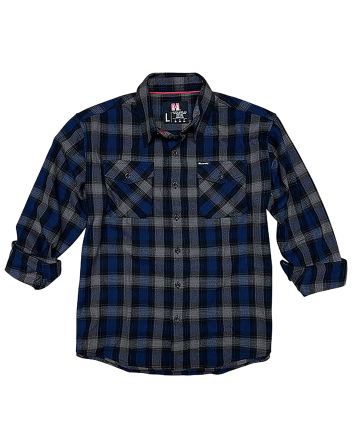 Hornady Gear 32205 Flannel Shirt2XL Navy/Black/Gray,Cotton/Polyester, Relaxed Fit Button Up