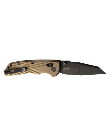 HogueDeka3.25" Folding Wharncliffe Plain Black Cerakote CPM MagnaCut SS Blade, FDE Crosshatch Textured GRN Handle, Includes Pocket Clip