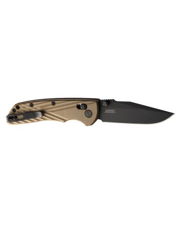HogueDeka3.25" Folding Clip Point Plain Black Cerakote CPM MagnaCut SS Blade, FDE Crosshatch Textured GRN Handle, Includes Pocket Clip