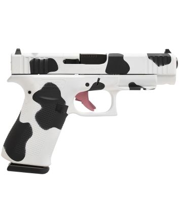 Glock PA4850204FRMOSMOO G48 Gen5 MOS Slim Frame 9mm Luger 10+1 4.17" Black GMB Barrel, Cow Print Cerakote MOS Cut/Serrated Steel Slide, Polymer Frame w/Beavertail &amp; Textured Grip