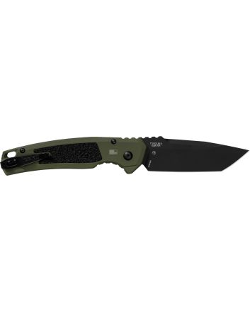 Kershaw 71050LBLK Launch 16 Automatic 3.45" Folding Tanto Plain Black Cerakote CPM M4 Blade, Olive Cerakote w/Black Oxide Hardware Aluminum Handle, Includes Pocket Clip
