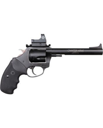 Charter Arms 63565 Mastiff Target Large Frame 357 Mag 5 Shot, 6" Black Nitride Stainless Steel Barrel, Cylinder &amp; Frame, Black Rubber Grip, Sightmark Micro Optic, Exposed Hammer