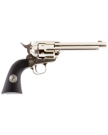 Umarex Colt Air Guns 2254051 Colt Peacemaker CO2 Pistol 177 Pellet 6rd Single Action, Nickel Frame, CO2 Housed In Black Polymer Grip