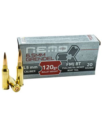 Nemo Arms 65GNA120PPU 6.5Grendel 120gr Full Metal Jacket Boat Tail 20 Per Box/25 Case
