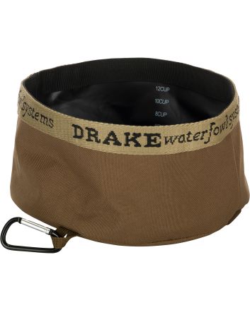 Drake Waterfowl GD8100BRN Travel Food &amp; Water Bowl Gun Dog Brown 600D Polyester