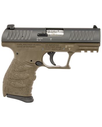 Walther Arms 5083506 CCP M2 Carry Frame 9mm Luger 8+1 3.54" Stainless Steel Barrel, Serrated Steel Slide, Military Green Polymer Frame w/Picatinny Rail, Ergonomic Grip