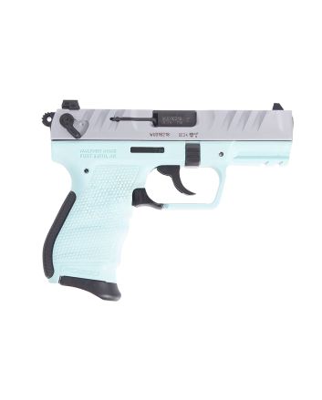 Walther Arms 5050525 PD380380 ACP 9+1 3.70" Black Steel Barrel, Nickel Serrated Steel Slide, Angel Blue Polymer Frame, Textured Wraparound Grip