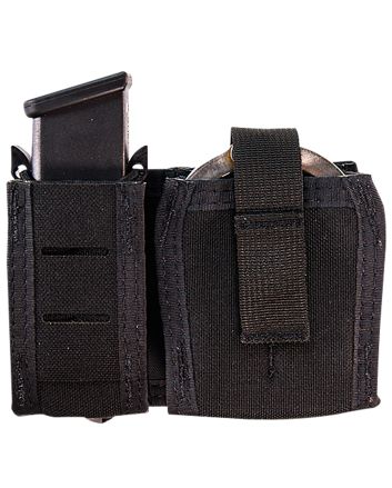 High Speed Gear 41P000BK TACO Duty Single Pistol &amp; Handcuff Holder, Black Nylon with MOLLE Exterior, Fits MOLLE &amp; 2" Belt