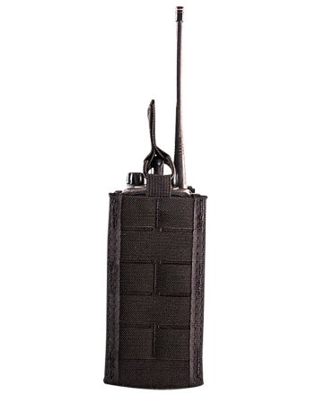 High Speed Gear 41RD00BK TACO Duty Radio Holder, Black Nylon with MOLLE Exterior &amp; Bungee Pull Tongue, Fits MOLLE &amp; 2" Belt