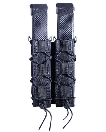 High Speed Gear 11EX02BK TACO Extended Mag Pouch Double, Black Nylon, Mounts to MOLLE &amp; 2" Wide Belts