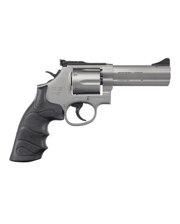 SAR USA SARSR38ST4 SAR SR357 Mag/38 Special 6 Shot 4" Stainless Steel Barrel &amp; Cylinder, Stainless Steel Frame, Black Finger Grooved Grip, Drop Safety/Hammer Block Safety, Exposed Hammer