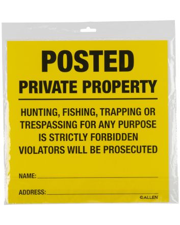 ALLEN 15824 POSTED NO TRESPASSING SIGN 12 PK