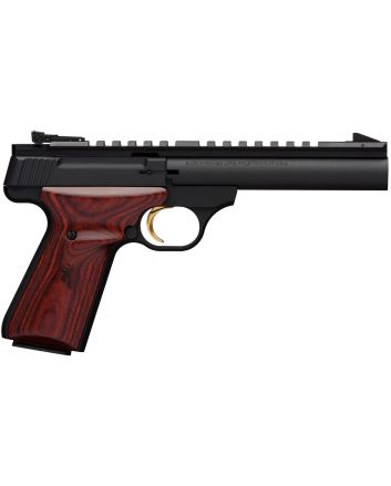 Browning 051528490 Buck Mark Field Target 22 LR 10+1 5.50" Matte Blued Heavy Bull Barrel, Matte Black Serrated w/Picatinny Rail Slide &amp; Aluminum Frame w/Laminate Cocobolo Target Grip