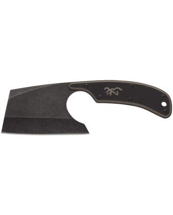Browning 3220322B Cutoff Camp Boxed 2.50" Fixed Cleaver Plain Black Black Oxide Stonewashed 9Cr14MoV SS Blade, Black/Tan G10 Handle