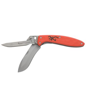 Browning 3220462 Primal Scalpel 2 2.75" Folding Drop Point/Scalpel Plain Blaze Orange 8Cr13MoV SS Blade, Blaze Orange Polymer w/Rubber Overmold Handle