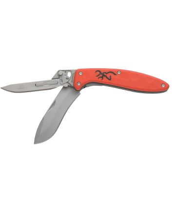 Browning 3220462B Primal Scalpel 2 Boxed 2.75" Folding Drop Point/Scalpel Plain Blaze Orange 8Cr13MoV SS Blade, Blaze Orange Polymer w/Rubber Overmold Handle