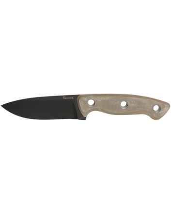 Browning 3220508B DesolationSmall 3.75" Fixed Modified Drop Point Plain Black Powder Coated 440C SS Blade, Tan Micarta Laminate Handle