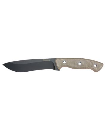 Browning 3220517B DesolationLarge 6" Fixed Drop Point Plain Black Powder Coated 440C SS Blade, Tan Micarta Laminate Handle