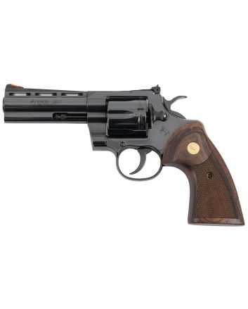Colt Mfg PYTHONBP4WTS Python Target 357 Mag/38 Special 6 Shot 4.25" Matte Black Carbon Steel Recessed Target Vent Rib Barrel, Cylinder &amp; Frame, Walnut w/Medallion Grip, Exposed Hammer