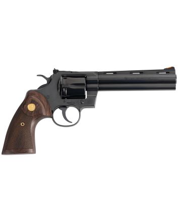 Colt Mfg PYTHONBP6WTS Python Target 357 Mag/38 Special 6 Shot 6" Matte Black Carbon Steel Recessed Target Vent Rib Barrel, Cylinder &amp; Frame, Walnut w/Medallion Grip, Exposed Hammer
